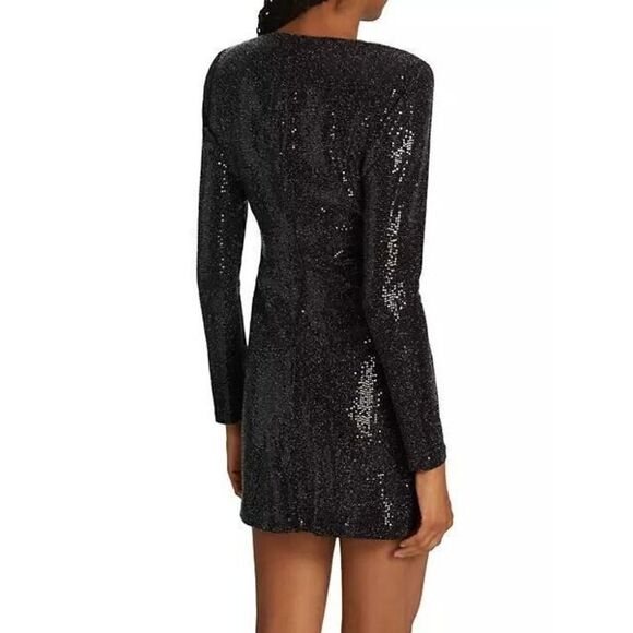 Ramy Brook A1022301 Women's Sz 2 Black Esme Sequin Long-Sleeve Mini Dress - Picture 12 of 12